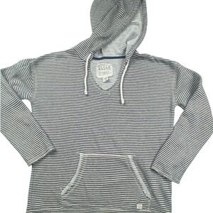 Billabong Womens Navy White Striped Pullover Hoodie Sweatshirt Large J6051OPS